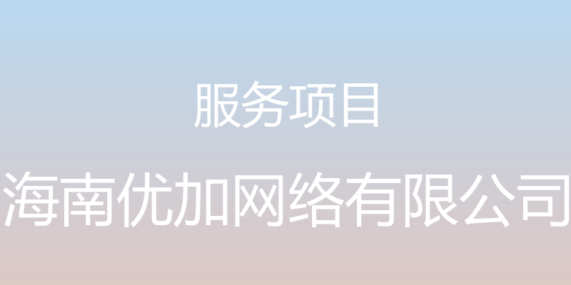 服务项目 - 海南优加网络有限公司