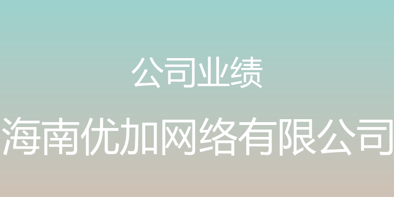 公司业绩 - 海南优加网络有限公司